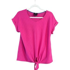 Women’s Fuchsia Short Sleeve Tie-Front Top Size Medium